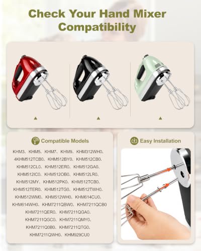 Stainless Steel Hand Mixer Beaters Compatible with KitchenAid Hand Mixer