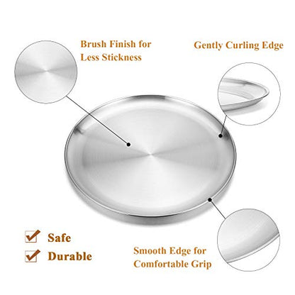 Deedro Pizza Baking Pan Pizza Sheet, 10 inch Stainless Steel Pizza Tray Round Pizza Oven Pan for Home Restaurant Pizzeria, Nontoxic & Heavy Duty, Easy Clean & Dishwasher Safe, Set of 4