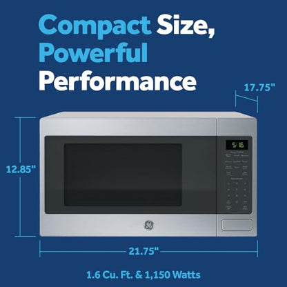 GE Countertop Microwave Oven, 1150 Watt, 1.6 Cu. Ft., Stainless Steel
