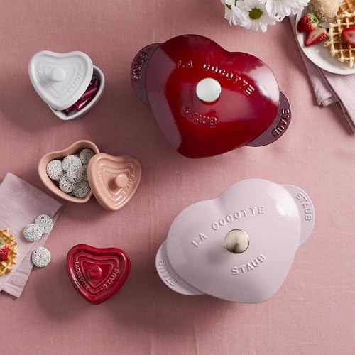 Staub Ceramic 3-pc Mini Heart Cocotte Set - Cherry, Pink, White