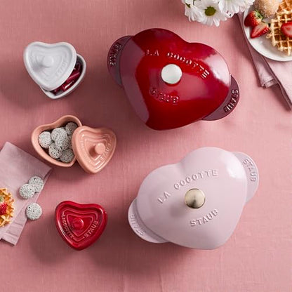 Staub Ceramic 3-pc Mini Heart Cocotte Set - Cherry, Pink, White