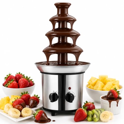 4-Tier Chocolate Fountain Machine, 60 oz Electric Fondue Fountain