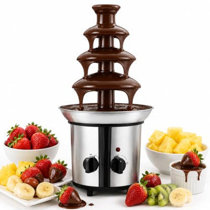 4-Tier Chocolate Fountain Machine, 60 oz Electric Fondue Fountain