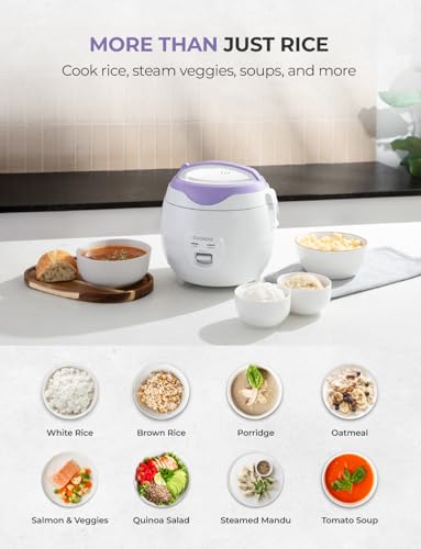 CUCKOO Basic Rice Cooker 6-Cup Uncooked / 12-Cup Cooked, Versatile Rice Maker with Non-Stick Inner Pot, Easy to Use, Auto Keep Warm, White/Purple (CR-0671V)