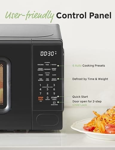 COMFEE CMO-C20M1WB Countertop Microwave Oven with 11 power levels, Fast Multi-stage Cooking, Turntable Reset Function, Speedy Cooking, Weight/Time Defrost, Memory function, Children Lock, 700W