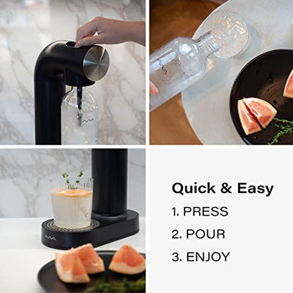 AWA WATER CARBONATOR Machine- Sparkling Water Maker & Soda Maker Machine Metal accents – With BPA Free 1L Bottle,Cordless And Stylish European Design,Compatible With Any Screw-In 60L C02 Cartridges
