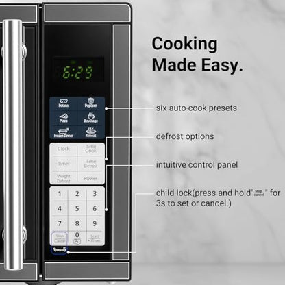 Countertop Microwave Ovens 0.7 Cu. Ft. 700 Watts Microwave Oven With LED Lighting,Turntable and Child Lock,Compact Microwave Perfect for Apartments and Dorms,Easy Clean Interior, Black