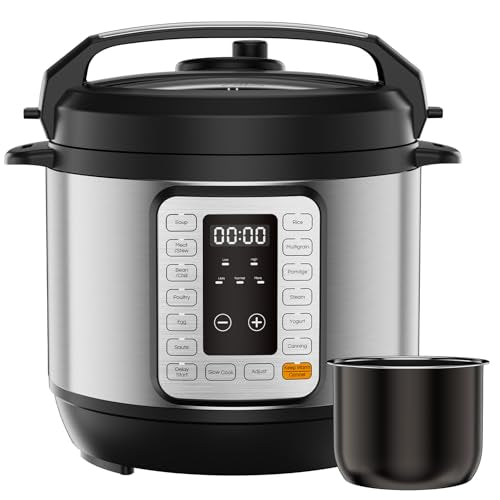 DUMOS Electric Pressure Cooker 16-in-1, 8QT Programmable Multi Cooker with 12 One-Touch Presets, Soup Steam Yogurt and More, Ceramic Inner Pot Delay Start & Keep Warm, Includes Recipe Guide, Silver