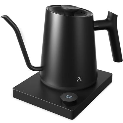 Greater Goods Electric Gooseneck Kettle, 1200W Stainless Steel with Precision Temperature Control, Fast Boil, BPA-Free, Ideal for Pour Over Coffee and Tea, 0.8L (Onyx Black)