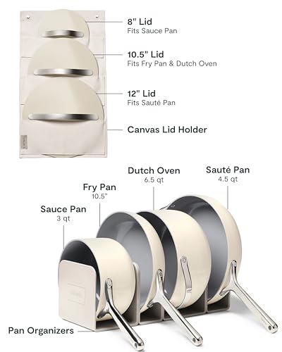 Caraway 23-Piece Nonstick Ceramic Cookware & Bakeware Set – Pots, Frying Pans, Lids, Baking Sheets, Pans, Cooling Rack & Storage – Oven Safe, Non-Toxic – Compatible with All Stovetops - Cream