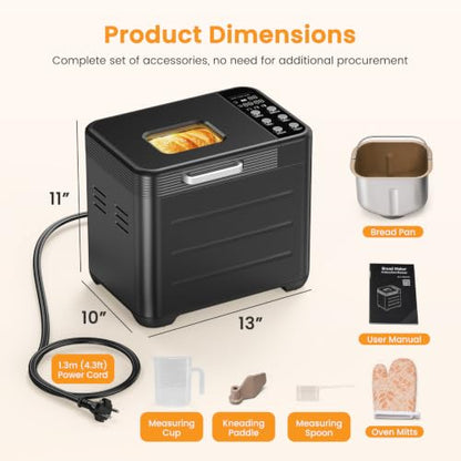 NEWBULIG Bread Maker Machine 2 LB, Automatic Breadmaker Compact