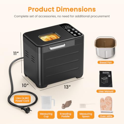 KMFurnila 2LB Bread Maker, 600W Automatic Stainless Steel Bread Machine