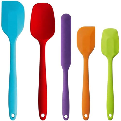 Kodreat 5 Pieces Silicone Spatula Set BPA Free Non Stick Rubber Spatula Heat Resistant Set Ideal for Baking Cooking Mixing Dishwasher Safe Kitchen Tools Multicolor