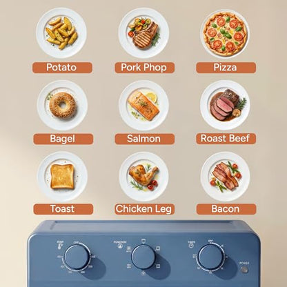 SMIRLY 6-in-1 Air Fryer Toaster Oven Combo, 27QT Convection Oven Countertop, 1800W Oven for Toast, Roast, Bake, Reheat, Broil, Warm, Fits up to a 4 lb Turkey, 12" Pizza, 6 Toast, Blue