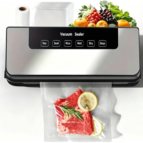 Food Storage Vacuum Sealer Machine, 30 Vacuum Seal Bags for Food, 75KPA Strong Suction, Dry/Wet 5 Modes, Digital Countdown Timer, Compact Lightweight, Ideal for Home Kitchen Use