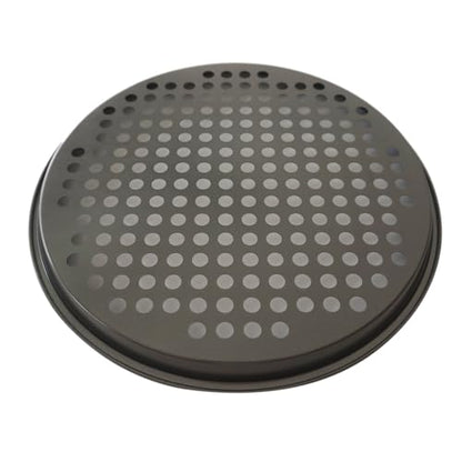 LoveDeal 11Inch Pizza Pans with Holes, Nonstick Round Pizza Trays for Toaster Oven, Carbon Steel Pizza Baking Pan Set for Fresh & Frozen Pizza, Vented Pizza Dish - 2PCS, Black