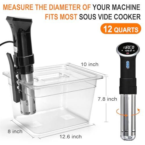 HOMENOTE Container 12 Quart with Lid & Rack and Sleeve - BPA Free Complete Sous Vide Accessories Kit with Cookbook For Anova and Most Sous Vide Cookers