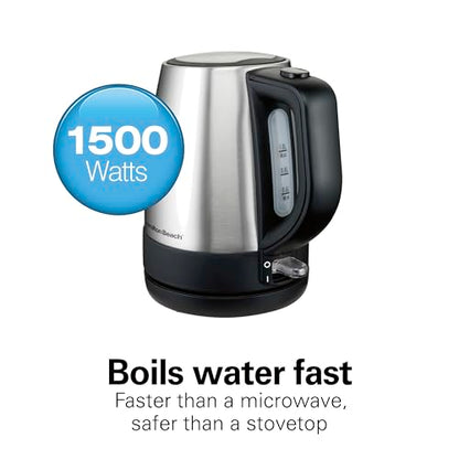 Hamilton Beach Electric Tea Kettle, Water Boiler & Heater, 1 L, Cordless, Auto-Shutoff & Boil-Dry Protection, Stainless Steel (40998)