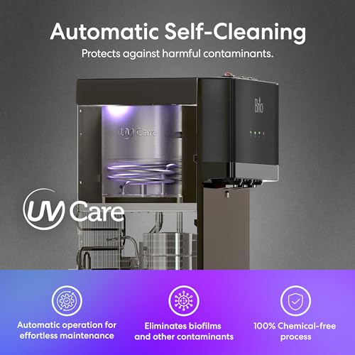 Brio Self Cleaning Bottom Loading Water Cooler Water Dispenser – Black Stainless Steel - 3 Temperature Settings - Hot, Room & Cold Water
