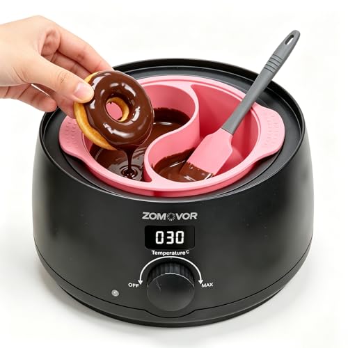 Electric Chocolate Melting Pot, 16.9oz 100W Digital Temperature Control Non-Stick Silicone Candy Melter, Mini Electric Fondue Pot for Chocolate, Cheese, Caramel, Cake Pops, Food Grade Material