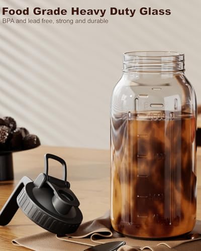 2 Pack Cold Brew Coffee Maker, 64oz Mason Jar Pitcher with 100μm 304 Filter