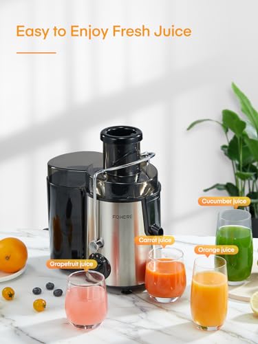 Juicer Machines, 600W Centrifugal Juicer with Wide Mouth 3” Feed Chute for Whole Vegetable and Fruit with 3-Speed Setting, Easy to Clean, BPA Free, High Yield Juice, Juice Recipe Included