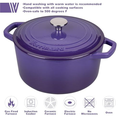 VORRINGARD Enameled Cast Iron Dutch Oven Pot with Lid, for Bread Baking, Round Bread Oven- include Sourdough Bread Baking Supplies Set, 4.5QT, Purple