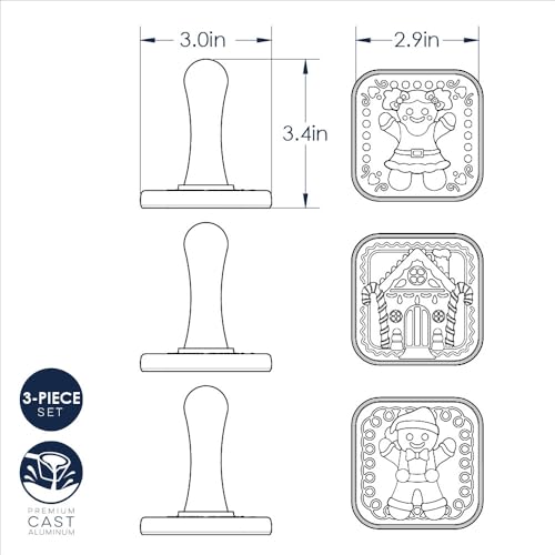 Nordic Ware Gingerbread Cookie Stamps (Set of 3), Sturdy Cast Aluminium Cookie Stamp Set, Cookie Press Set Made in the USA, Sturdy and Durable Biscuit Maker Press Set