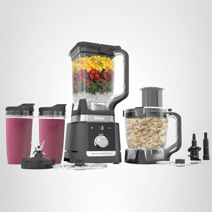 Ninja (Refurbished) CO905KS Deluxe Kitchen System, 1600 WP Auto-IQ Base, 88-oz. Picther, 9-cup Deluxe Food Processor, (2) 24-oz. Single-Serve Cups (Renewed)