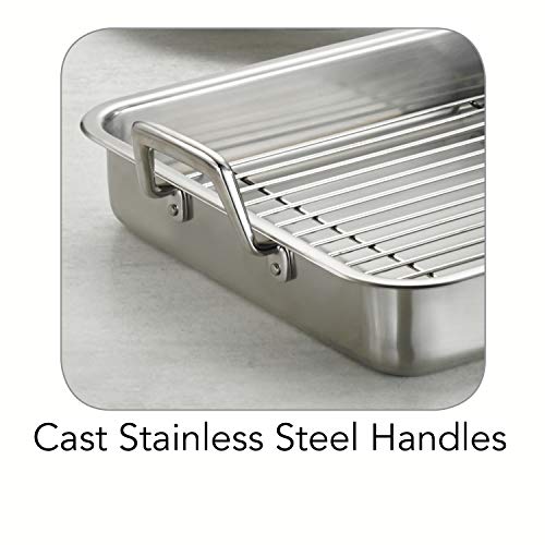 Tramontina 15-Inch Stainless Steel Roasting Pan with Rack, Turkey Roaster for Oven, Dishwasher Safe, Made in Brazil