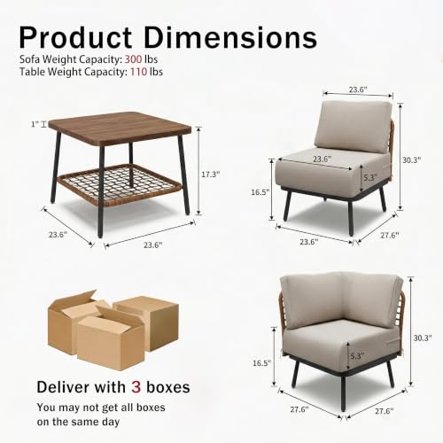 Mugovelo 9-Piece Patio Conversation Set, 7-Seat Sectional Sofa with Table