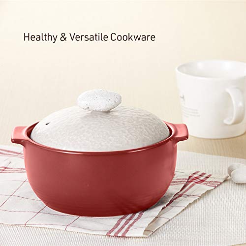 Neoflam Kiesel 2qt Non-Stick Ceramic Casserole Pot, Dutch Oven, Clay Pot, Stockpot For Stew, Soup, Steam, Scratch Resistant, Oven Safe, Heat Resistant, Plum