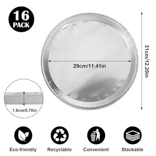 Kifmurase 16PCS Round Disposable Foil Pizza Pans, 12 Inch Focaccia Pan Large Serving Trays for Cake Bread, Large Size Chocolate Chip Cookie Cake Aluminum Tin for Freezer & Oven