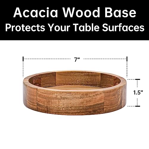 KITEISCAT Extra Large Glass Salad Bowl Set - Party Salad Bowls with Acacia Wood Base and Serving Utensils - Elegant and Practical Kitchen Must-Have