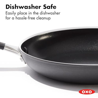 OXO 10” Non-Stick Every Day Frying Pan, BPA-Free Comfort Grip Silicone Handle, Dishwasher & Oven Safe, PFAS-Free Ceramic Skillet, Black