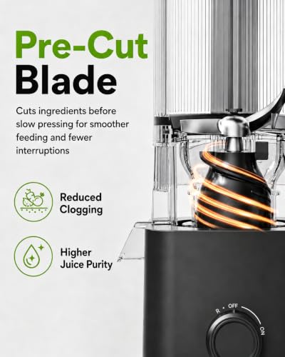 AMZCHEF Cold Press Juicer, 6.0" Whole Fruit Self-Feeding Slow Juicer