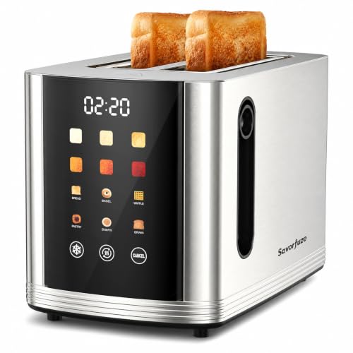 Toaster 2 Slice Touch Screen, Smart Toaster Wide Slot, Full Stainless Steel