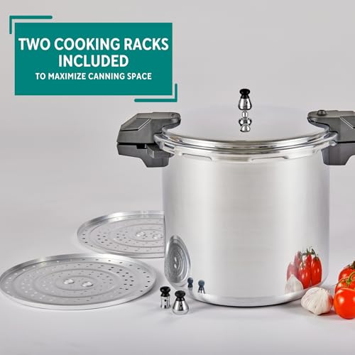 Mirro - 7114000221 Mirro 92122A Polished Aluminum 5 / 10 / 15-PSI Pressure Cooker / Canner Cookware, 22-Quart, Silver