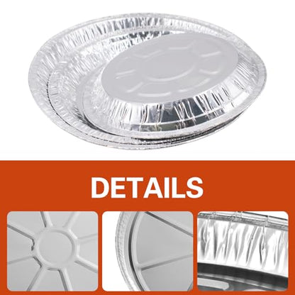 Hiyoo 30 Pack Aluminum Pizza Pans, 7/8/9 Inch Disposable Round Foil Bakeware Trays for Making Pizzas, Focaccia, Giant Size Chocolate Chip Cookie Cake Tin, Serving Trays