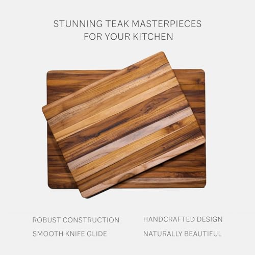 Teakhaus Cutting Board - Large (L) Teak Wood Cutting Board 20”L x 15”W x 1.5” Thick - Sustainably Harvested and FSC Certified - Knife Friendly with Natural Oil Finish
