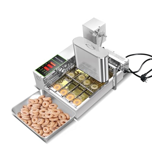 Kolice Commercial Mini Donuts Making Machine Frying Donuts Makchine - 4-Rows Production, 5.5L Hoppers, 1,800 Pcs Per Hour, Auto Counting, Timer and Temperature Control