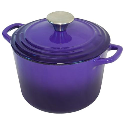Flavehc Dutch Oven Pot with Lid 2.8 qt Cast Iron Dutch Oven for Bread Baking Purple Enameled Cast Iron Rice Pot with Handels