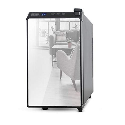 BLACK+DECKER Wine Cooler 8 Bottle,Wine Fridge Thermoelectric with Mirrored Front,Freestanding Wine Cooler Refrigerator &LED Display,BD60326