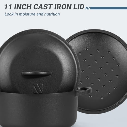 Northriver Casting 6 QT Basics Cast Iron Dutch Oven Pot with Lid and Dual Handles, Oven Safe up to 500°F Large Cooking Pan,Bread Oven