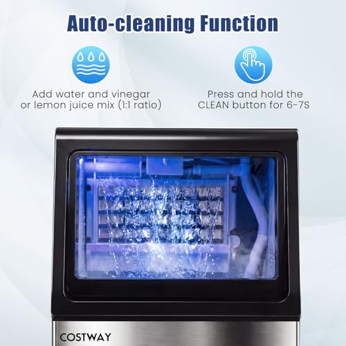 COSTWAY Commercial Ice Maker Machine 110LBS/24H, 36 Cubes in 13 Mins