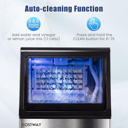 COSTWAY Commercial Ice Maker Machine 110LBS/24H, 36 Cubes in 13 Mins