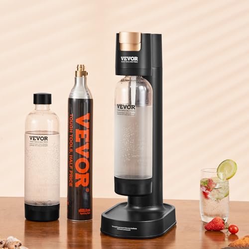 VEVOR Sparkling Water Maker, Soda Maker Machine for Home Carbonating, Soda Maker with 2 BPA-free 1L PET Bottles, CO2 Cylinder(Not Contain CO2 GAS), Compatible with Mainstream Screw-in 60L CO2 Cylinder
