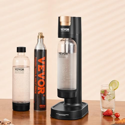 VEVOR Sparkling Water Maker, Soda Maker Machine for Home Carbonating, Soda Maker with 2 BPA-free 1L PET Bottles, CO2 Cylinder(Not Contain CO2 GAS), Compatible with Mainstream Screw-in 60L CO2 Cylinder