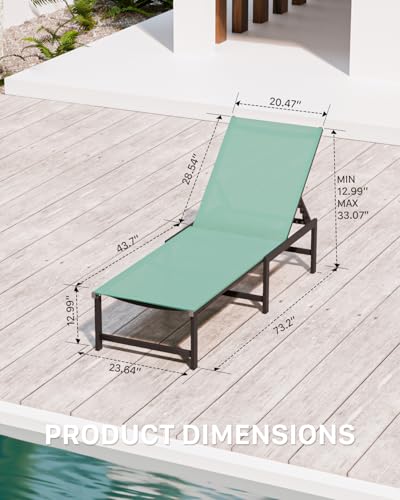 WOAJNQO Aluminum Patio Chaise Lounge Chair Outdoor,Green