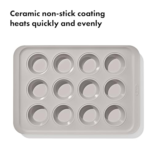 OXO Good Grips Non-Stick Pro Ceramic Coated Metal Bakeware 12 Cup Muffin Pan – Biscuit